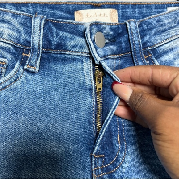 Altar'd State Women Jeans 24" Flare Bell Botton Raw Hem Mid Wash Denim High Rise - Picture 5 of 9